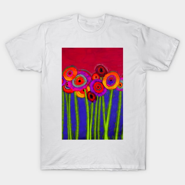 Flower Power Colorful Abstract Flowers One T-Shirt by art64